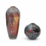 François le Lonquer (1945-1991)A studio glass vase internally decorated in red, grey and with
