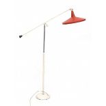 Wim Rietveld (1924-1985)A white and red lacquered metal floorlamp, model 6350/Panama, produced by