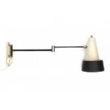 Anvia, Almelo (attributed)A grey and black lacquered metal adjustable wall lamp, produced 1950s.67