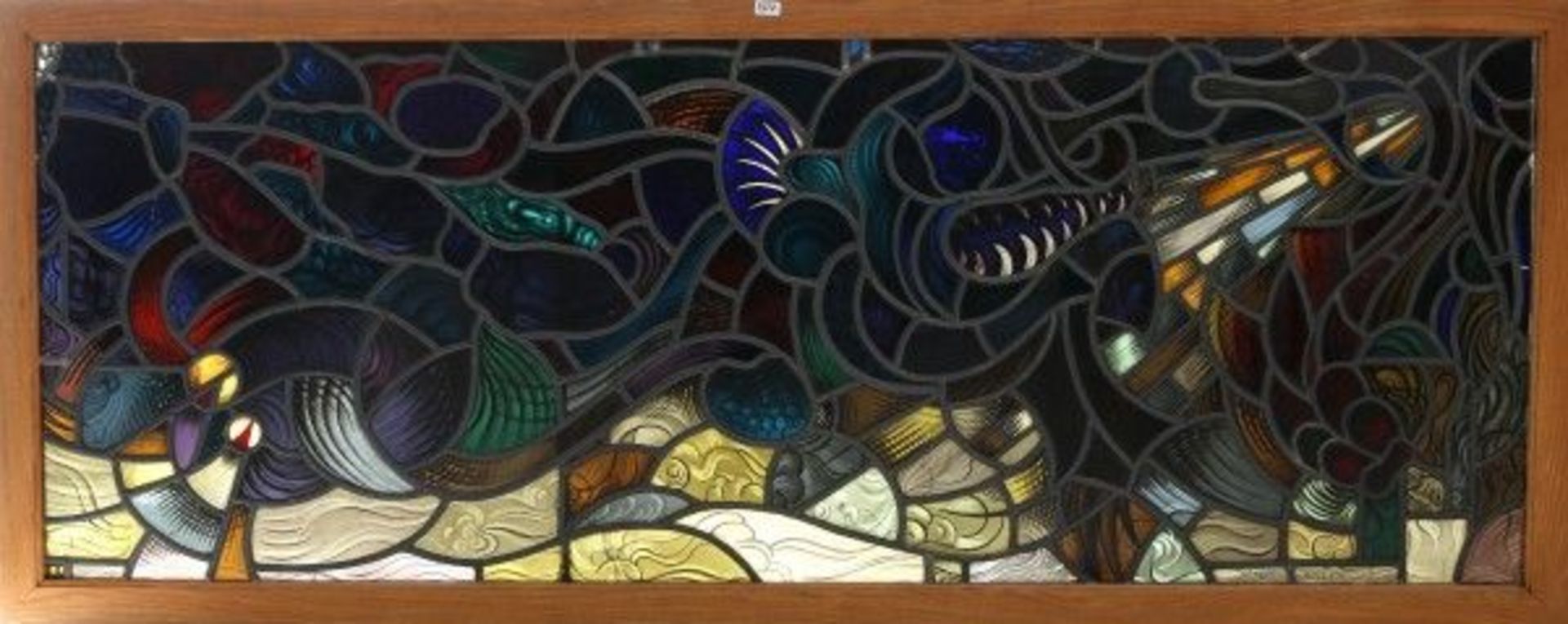 Atelier Le NobelAn impressive colourful stained and leaded glass window decorated with underwater - Bild 3 aus 3