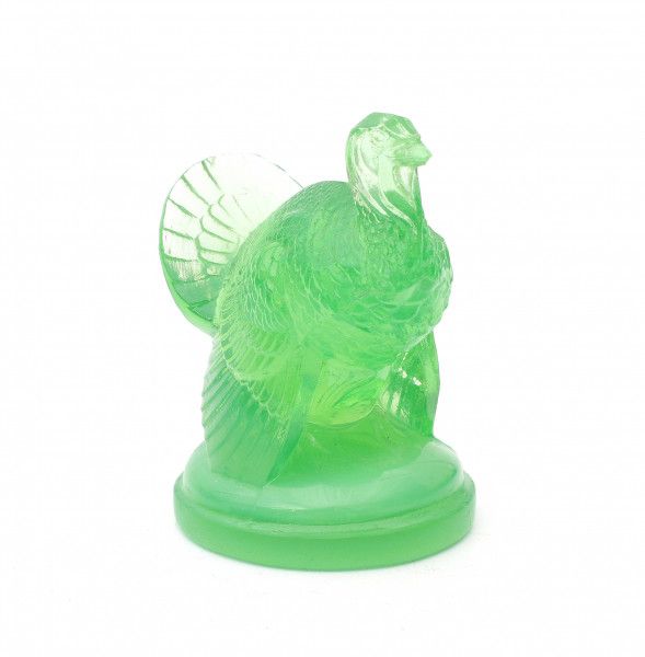 René Lalique (1860-1945)A green moulded glass figure of a turkey, model Dindon, designed 1925, - Image 2 of 3