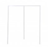 A modern white lacquered metal rack; an enlargement of a trestle.150 x 130 x 65 cm. (hxwxd)