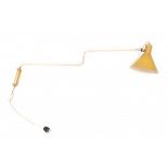 J.J.M. HoogervorstA white and yellow lacquered metal adjustable wall lamp, produced by Anvia,