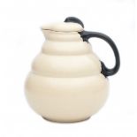 Hildo Krop (1884-1970)A white glazed ceramic pitcher with lid, with black grip and handle, produced