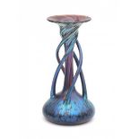 A modern iridescent glass vase in the style of Loetz, illegible signature and with year [20]00.25