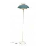 NordicA white and green lacquered floorlamp, 1960s.150 cm. h.