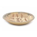Ryozo Miki (1942)A stoneware dish decorated with floral pattern, signed underneath Miki and with
