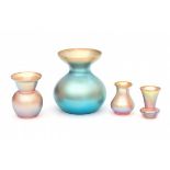Karl Wiedmann (1905-1992)Four small 'Myra' crystal vases, produced by WMF, 1926-1930.5,5-11,5 cm.