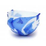 A.D. Copier (1901-1991)A white glass bowl with applied blue glass fragments, unique piece, produced