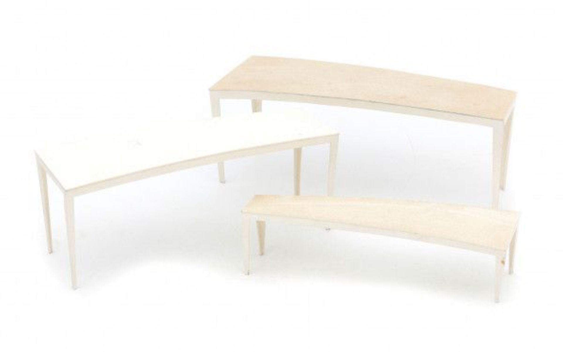 Jaïr Straschnow (1965)Three miniature models for two bent tables and a bench, see lot 3062.22 cm.