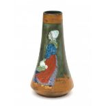 Plateelbakkerij Zuid Holland, GoudaA ceramic vase with relief pattern of a fisher lady with her