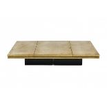 Christian Heckscher (1951)A brass coffee table with etched abstract pattern, designed circa 1970,