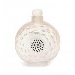 Lalique FranceA frosted crystal perfume bottle with black painted details, model 'Dahlia', stamped