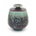 Berndt Friberg (1899-1981)A small purple and turquoise glazed stoneware vase with short neck,