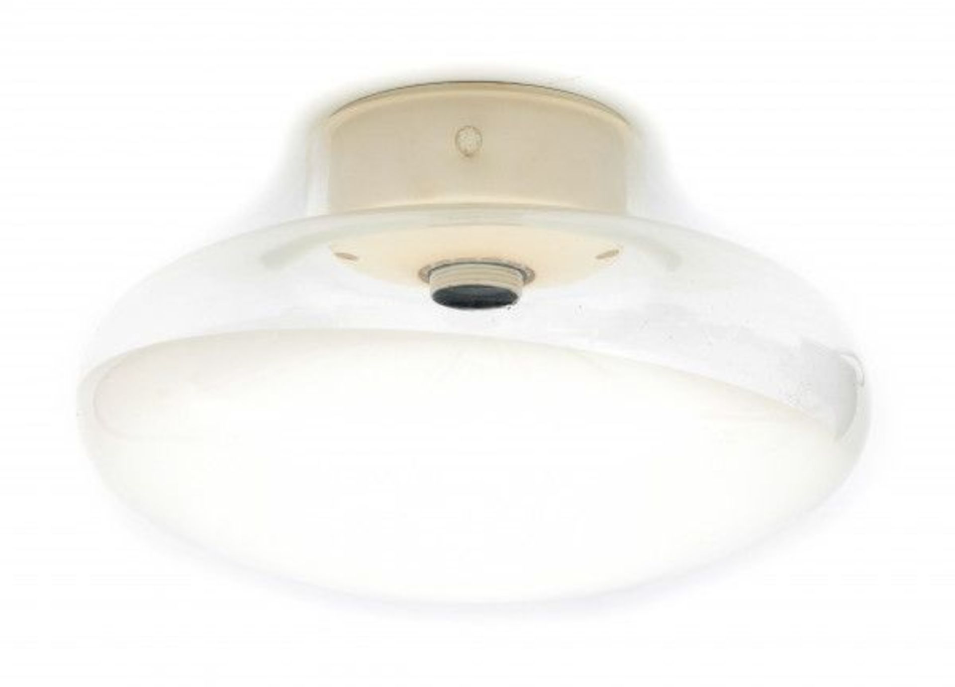 Leucos, ItalyA clear and white glass and plastic ceiling lamp, marked to the ceiling rose.20 cm. h.