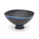 Berndt Friberg (1899-1981)A blue glazed stoneware footed bowl, produced by Gustavsberg, Sweden,