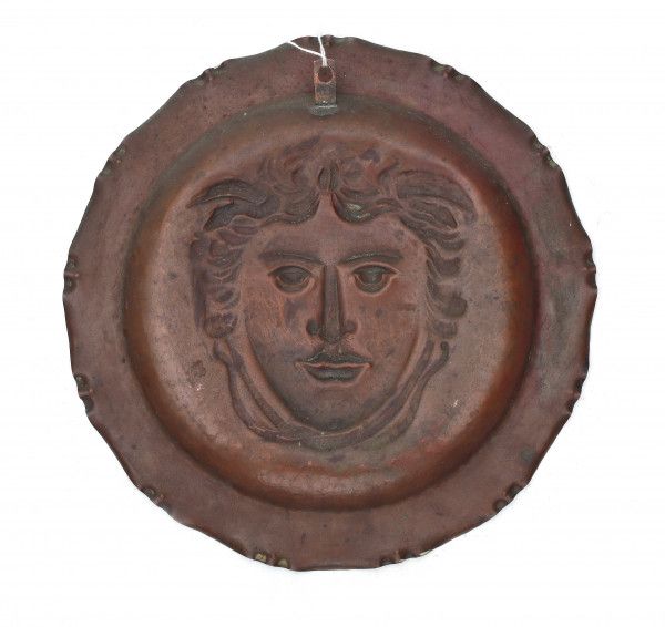 Conrad Fehn (1891-?)A pewter-plated copper wall plate with central decoration of Medusa, signed C. - Image 2 of 2