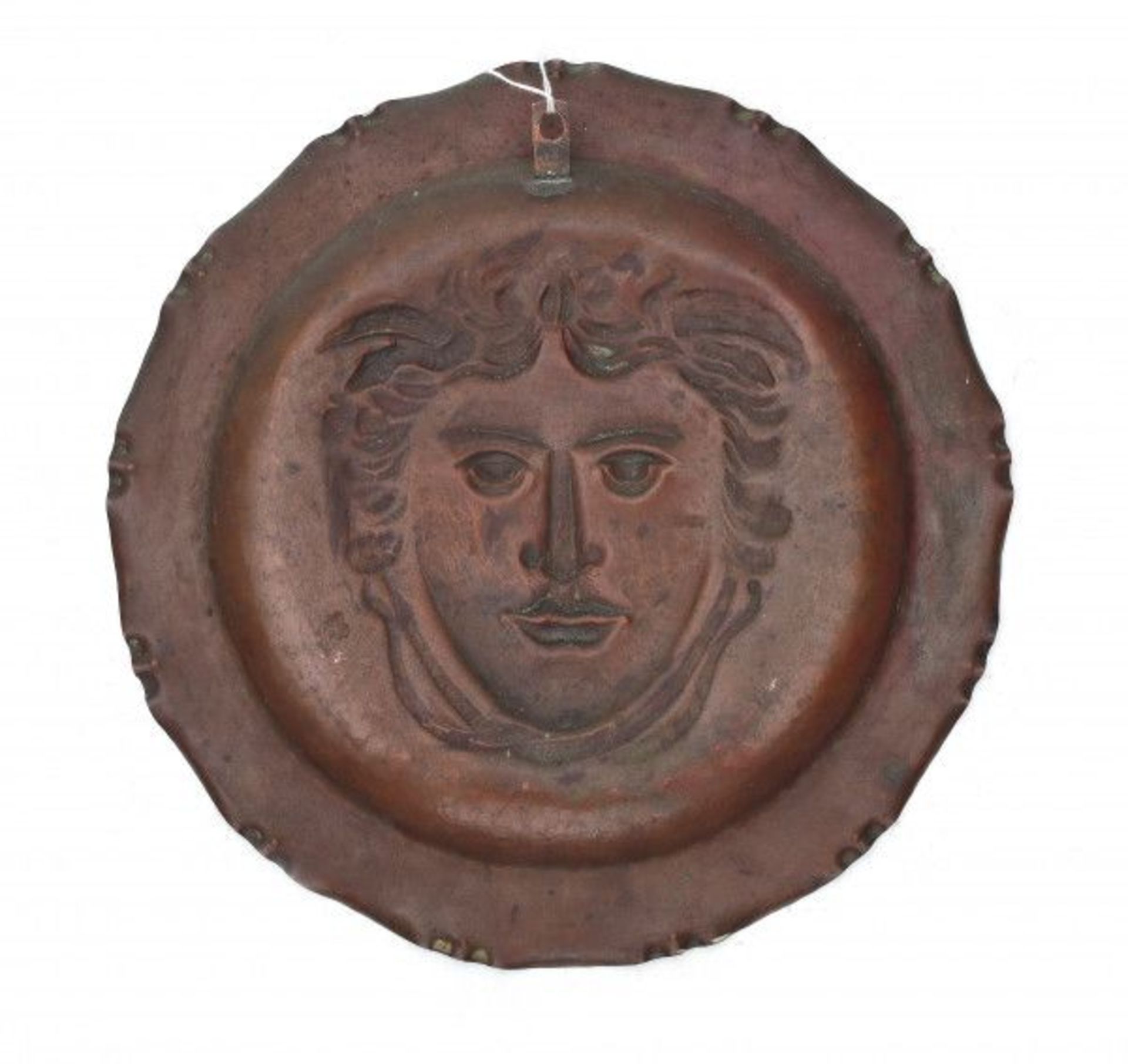 Conrad Fehn (1891-?)A pewter-plated copper wall plate with central decoration of Medusa, signed C. - Bild 2 aus 2