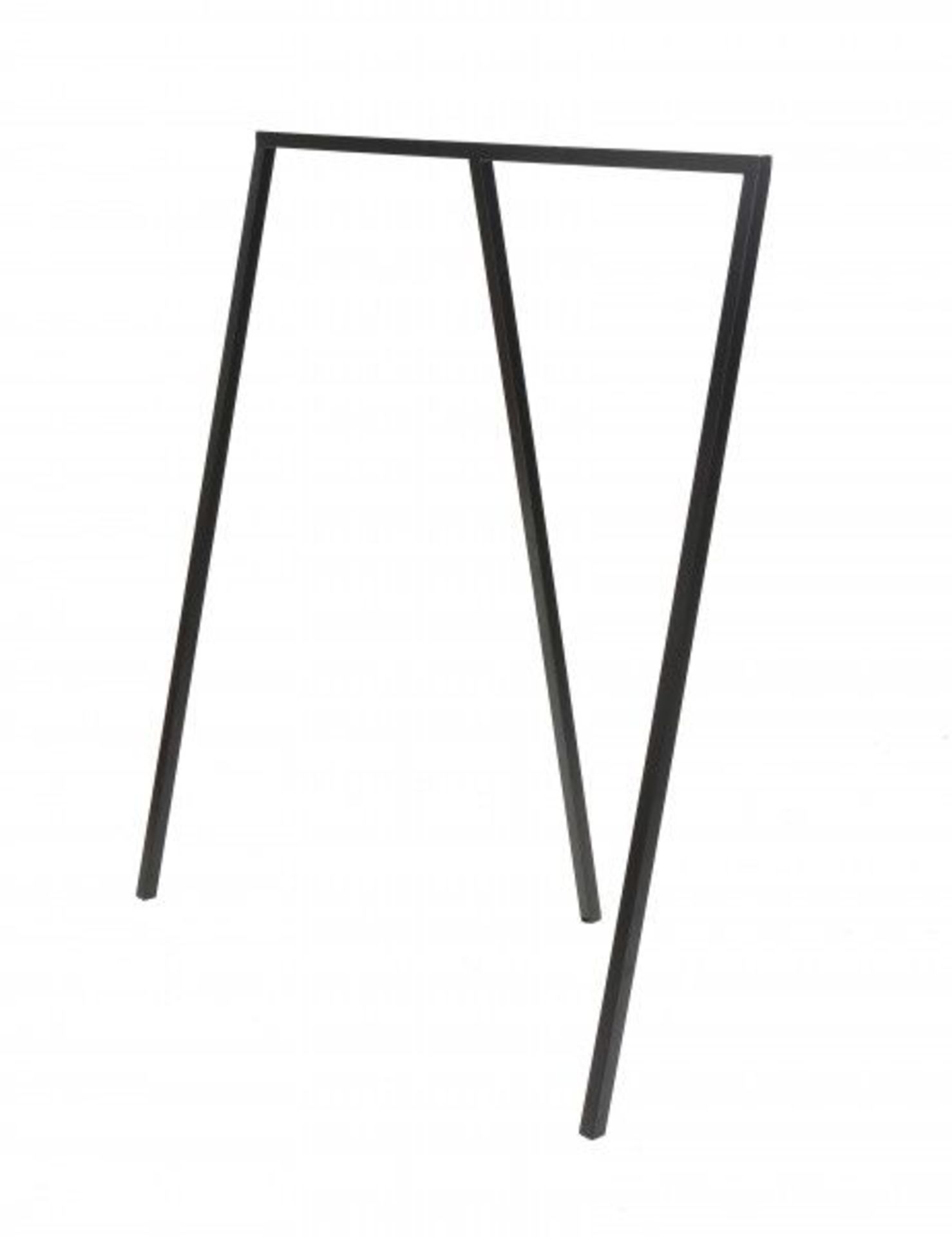 A modern black lacquered metal rack; an enlargement of a trestle.150 x 130 x 65 cm. (hxwxd) - Bild 2 aus 2