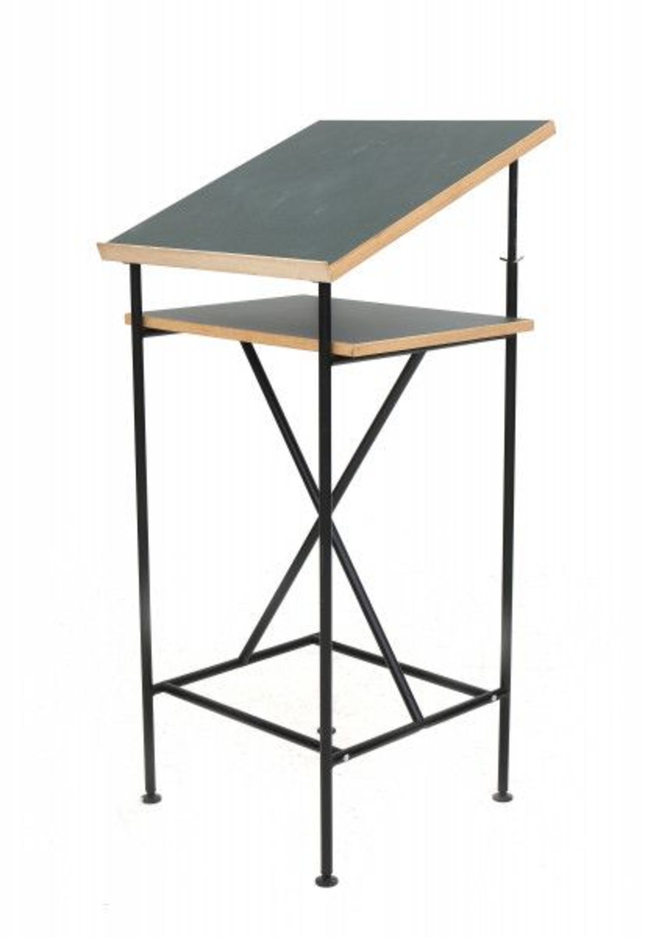 Otto Sudrow (1941)A black lacquered tubular steel pulpit with green laminated plywood, the top - Bild 2 aus 2