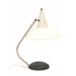 Midcentury ModernA nickle-plated, black and white lacquered metal desk lamp, possibly Anvia, 1950s,