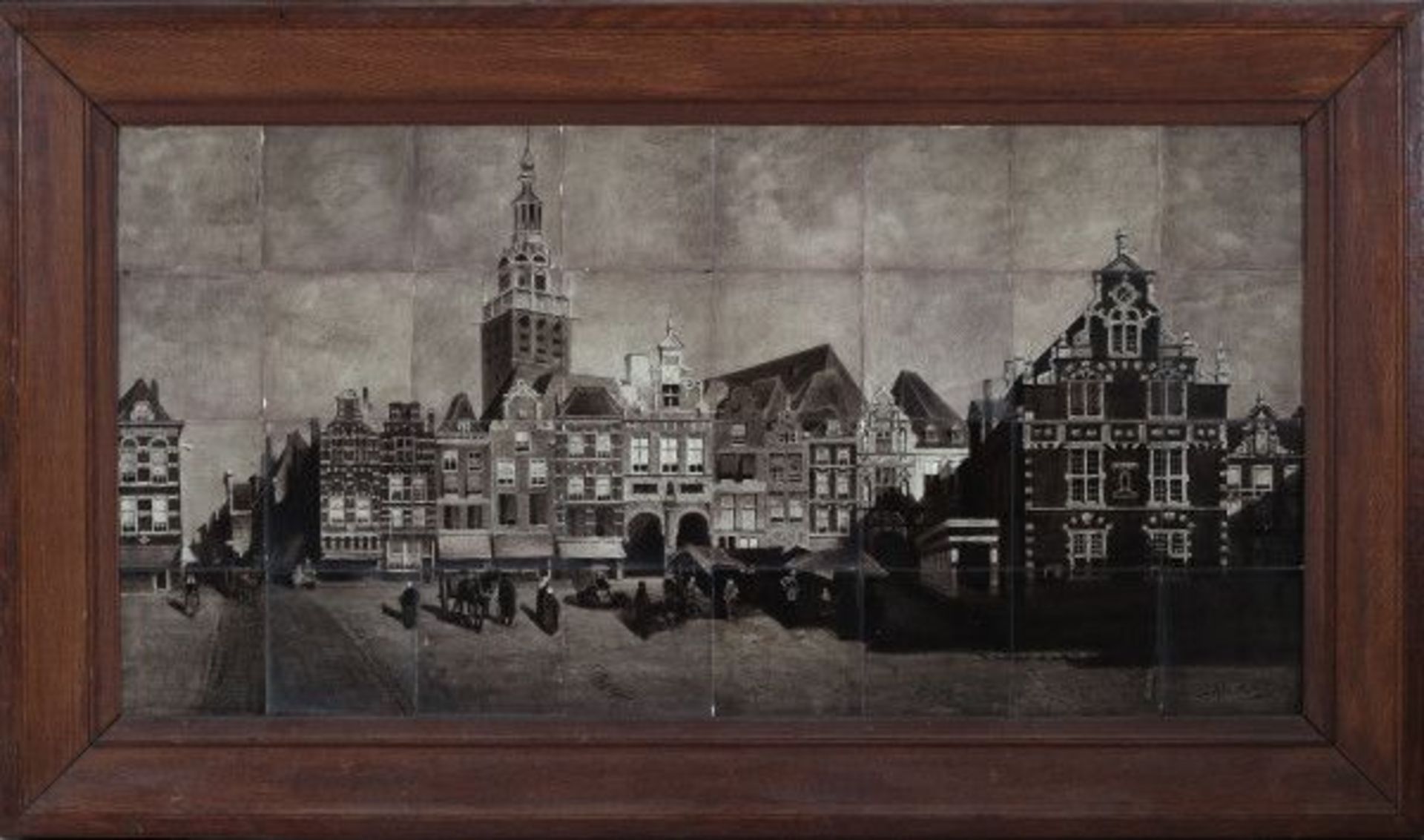 N.V. Haagsche Plateelfabriek Rozenburg, Den Haag (1883-1917)A large sepia coloured tile picture - Bild 2 aus 4