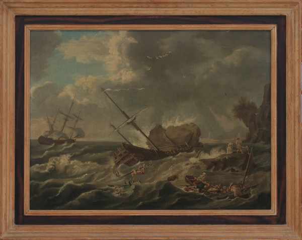 Follower of Bonaventura Peeters I Shipwreck by a mountainous shore. Not signed.canvas 52,5 x 71 cm.- - Image 3 of 3