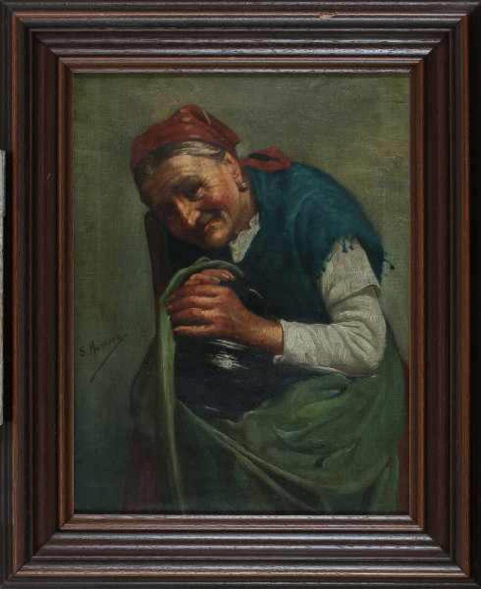 Salvatore Maresca (XIX-XX) Italian peasant. Signed middle left.canvas 32 x 24 cm.- - -29.00 % - Bild 2 aus 4