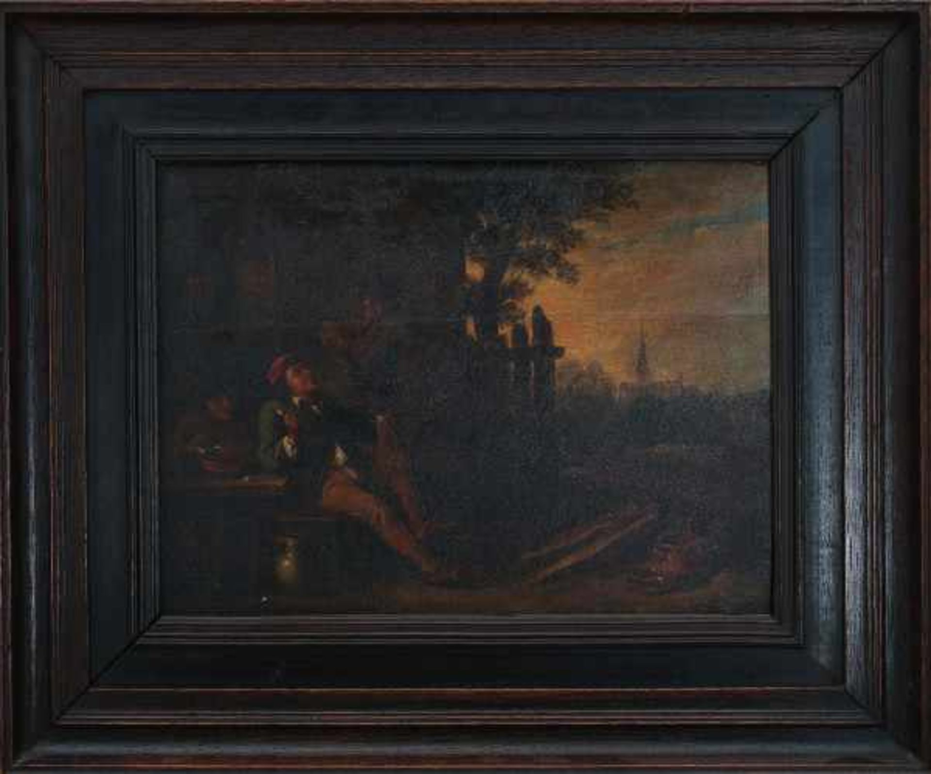 Follower of David Teniers IIThree men smoking by an inn. Signed lower right. Similar composition - Bild 2 aus 4