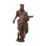 A wooden sculpture of King Solomon. Remnants of polychromy. Spain, late 17th/ early 18th century.