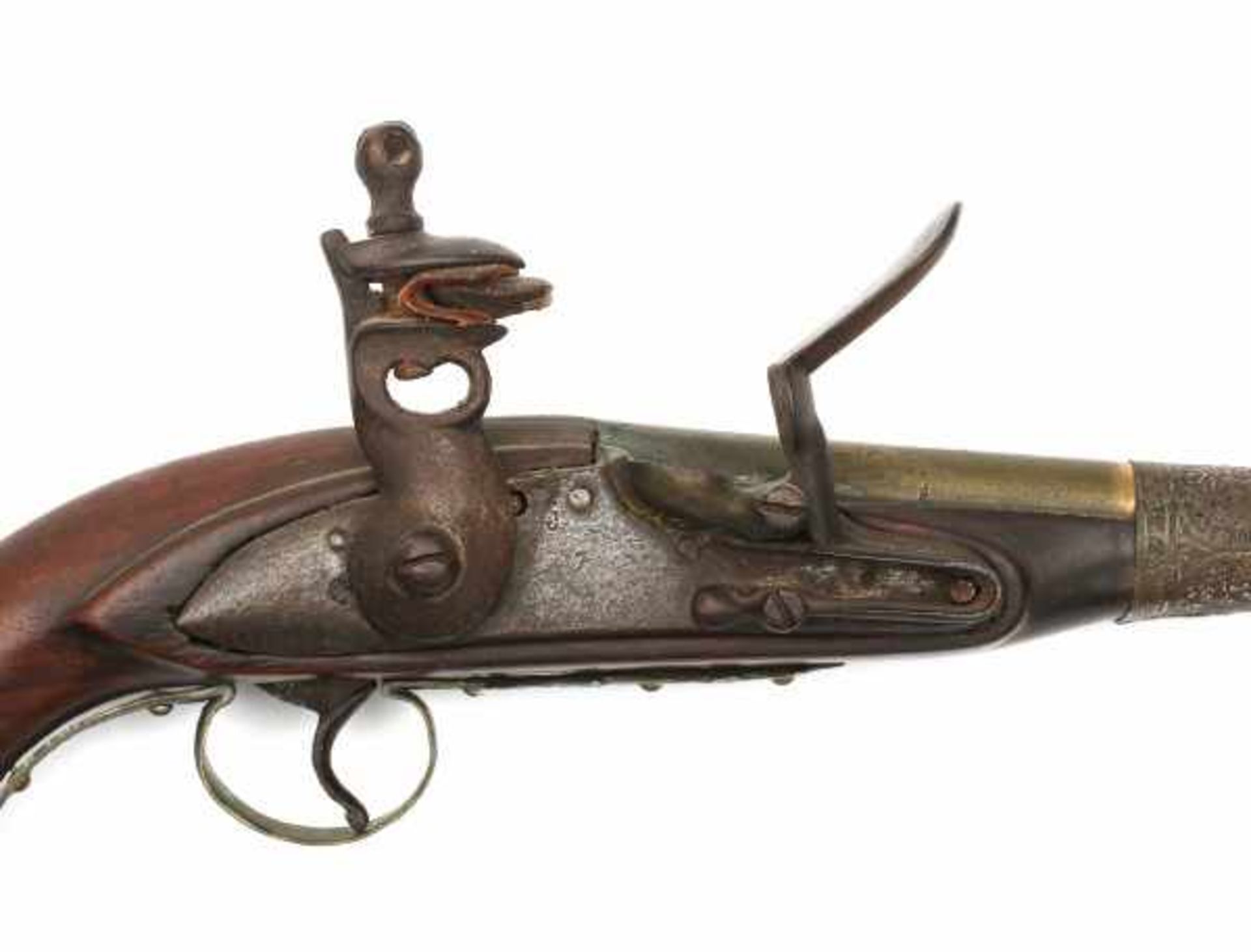 An English flintlock pistol. The bronze barrel marked London. 17th centuryLength 38 cm.- - -29. - Bild 3 aus 5