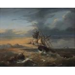 Dutch school 19th centuryShipwreck. Signed with monogram AS and dated 1856 lower right.panel 36,6