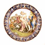 A Maiolica charger, decorated with 'the rape of Europe'. Marquis Ginori, 20th century.Diameter 49