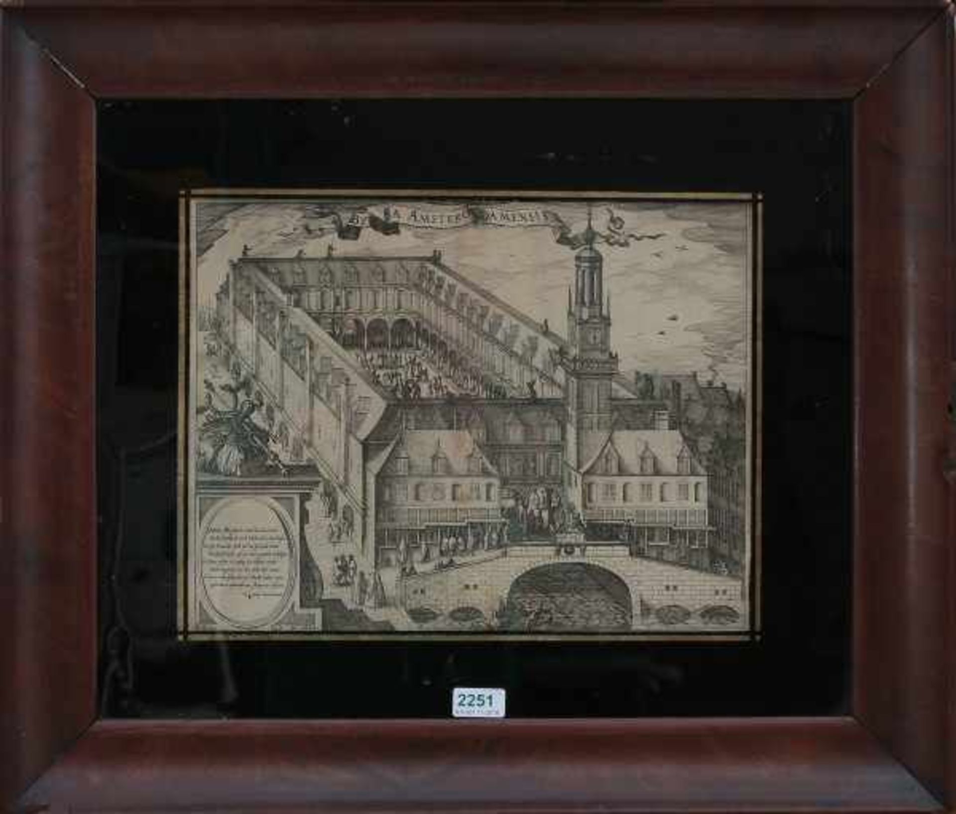 Engraving depicting the Amsterdam Stock Exchange, built by Hendrik de Keyser c. 1612 as found in - Bild 2 aus 2