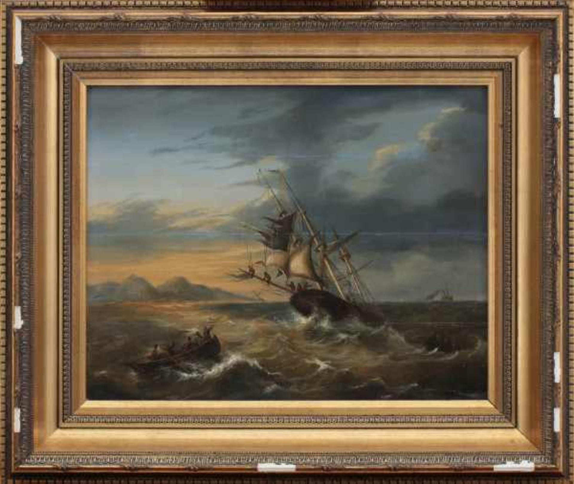 Dutch school 19th centuryShipwreck. Signed with monogram AS and dated 1856 lower right.panel 36,6 - Bild 2 aus 4