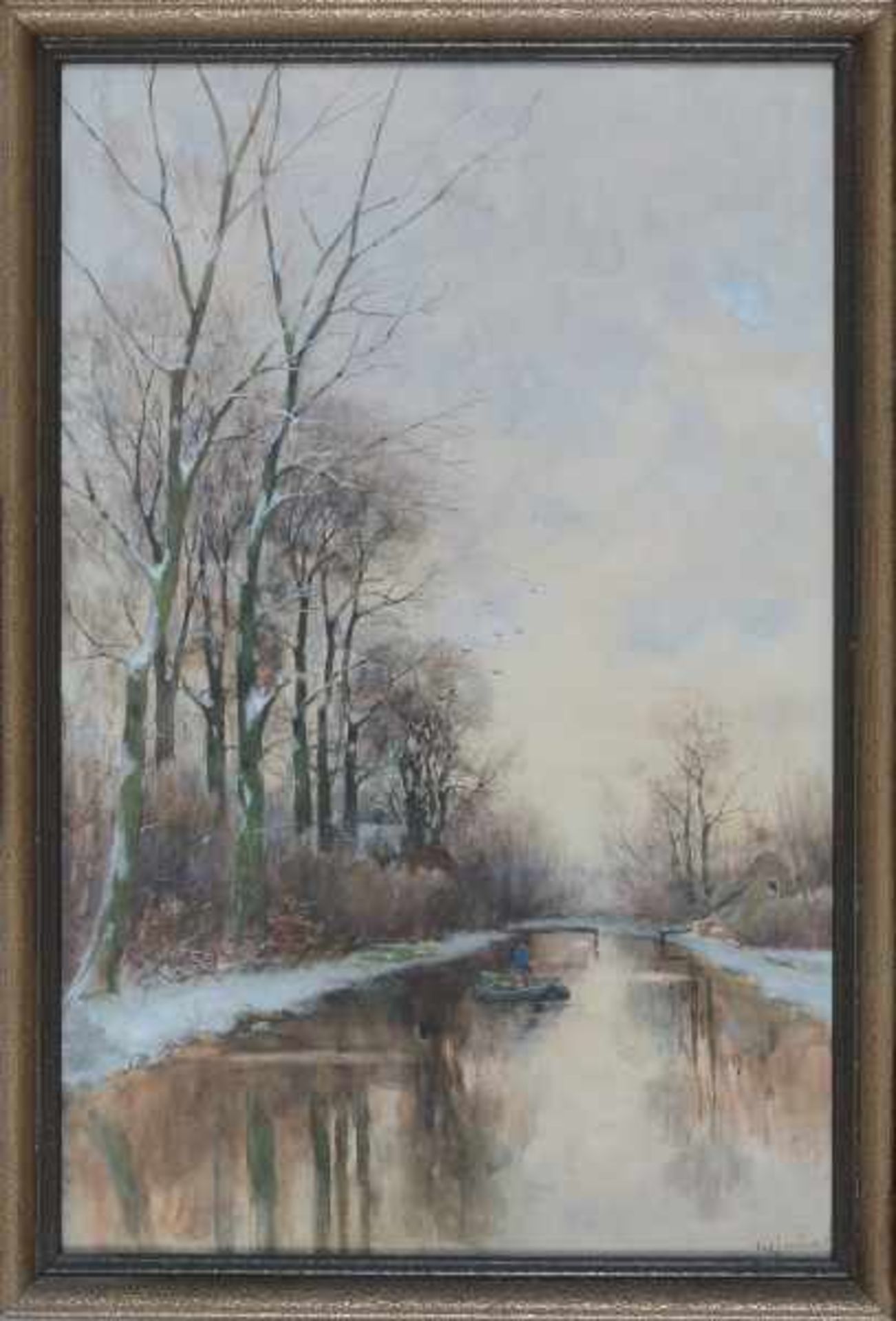 Fredericus Jacobus van Rossum du Chattel (1856-1917)Figure rowing a boat in a winter landscape. - Bild 2 aus 4