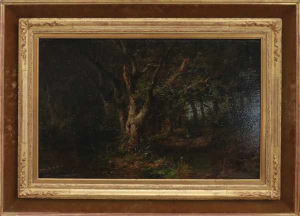 In the manner of Barend Cornelis Koekkoek (1803-1862)In the forest. Signed A. Schelfhout lower