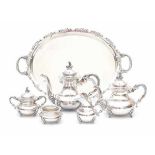 A German Sterling silver six-piece tea- and coffeeservice. Maker's mark Gayer & Krauss. Model: '