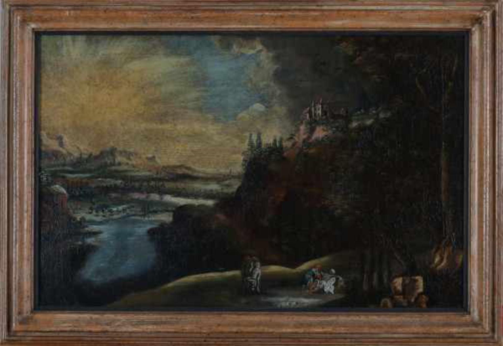 Italian school 17th centuryLandscape with the good Samaritan (Luke 10: 30-37). Not signed.canvas - Bild 2 aus 3