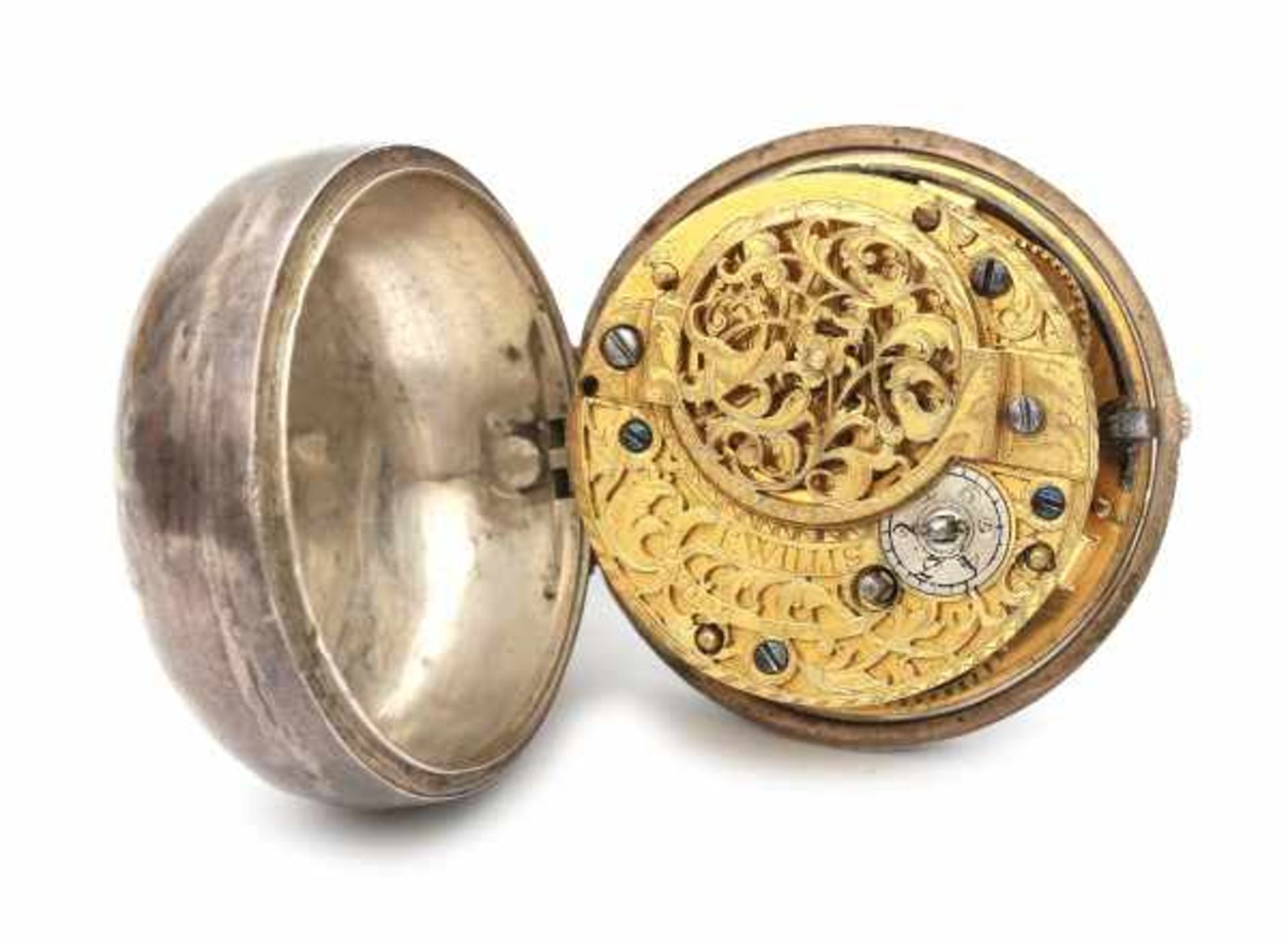 A sterling silver pocket watch. Mid 18e century. I. Willis, Londen - 8172. Verge fusee mouvement - Bild 2 aus 2