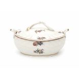 A Dutch Loosdrecht porcelain tureen. 1778-1782. The lid restored.Length 15 cm.- - -29.00 % buyer's