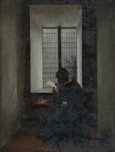 German school 19th centuryReading man by a window. Not signed.panel 51,5 x 39 cm.- - -29.00 %