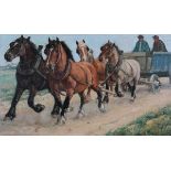 Cornelis Albertus Johannes Schermer (1824-1915)Horse cart. Signed lower right.panel 24 x 40