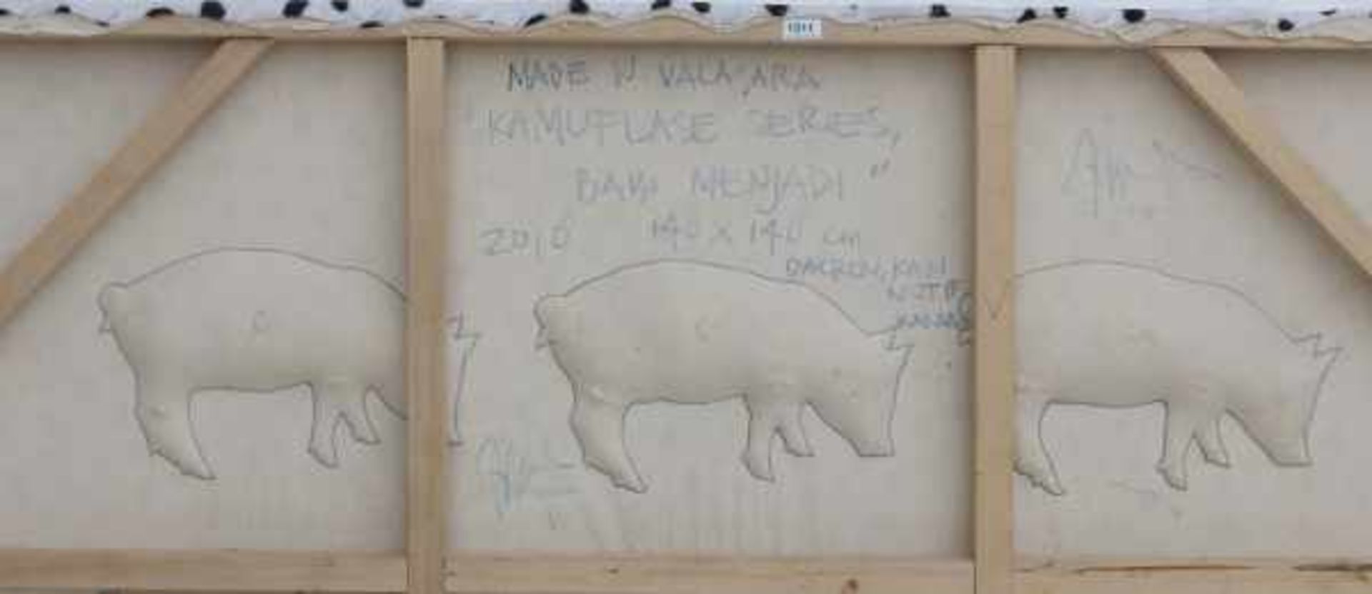 Made Wiguna Valasara (1983)'Kamuflase series, Babi Menjadi'. Signed and dated 2010 on the back of - Bild 3 aus 3