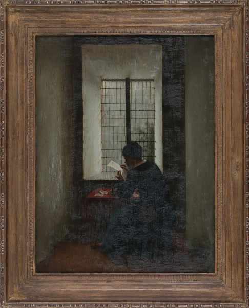 German school 19th centuryReading man by a window. Not signed.panel 51,5 x 39 cm.- - -29.00 % - Image 2 of 3