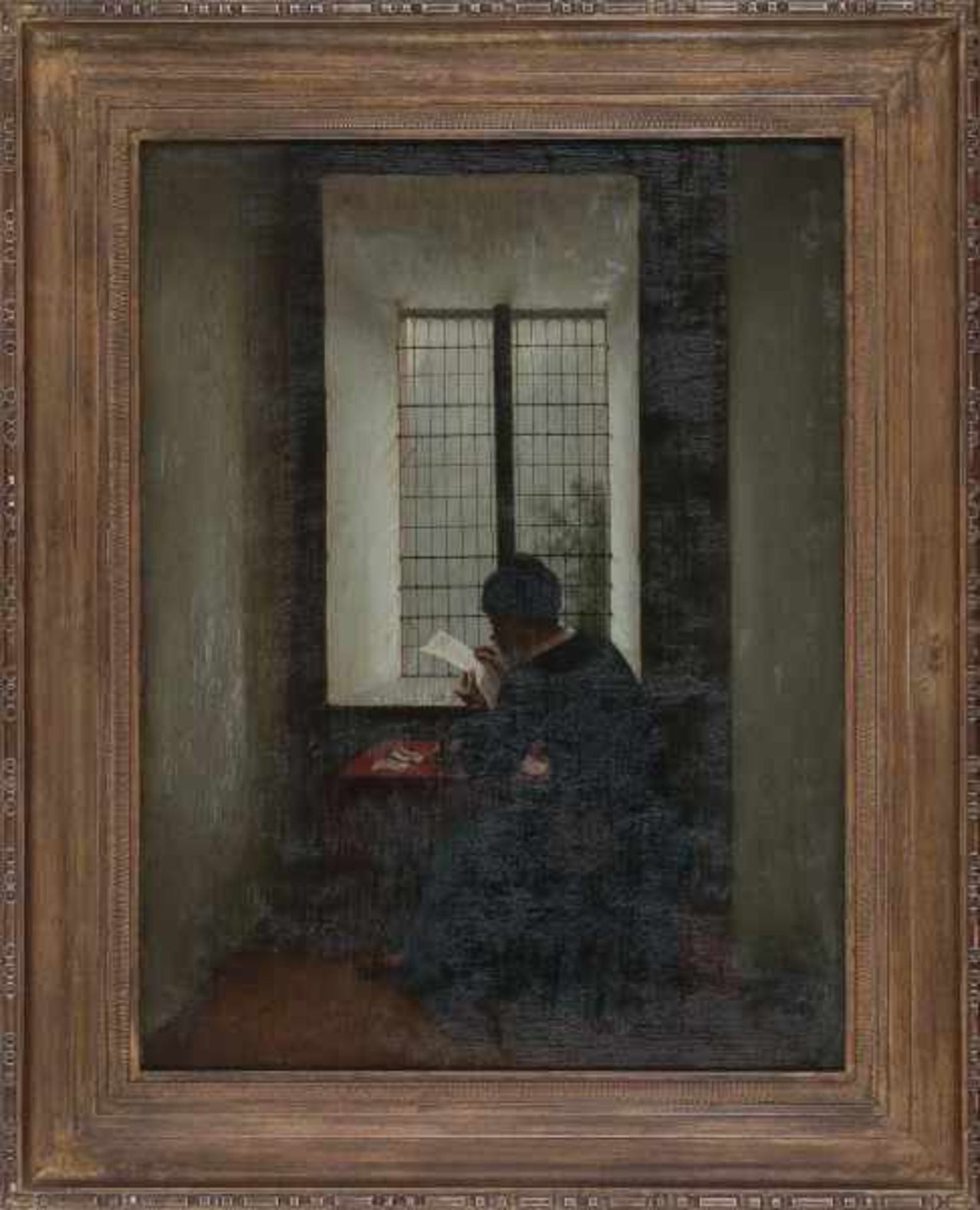 German school 19th centuryReading man by a window. Not signed.panel 51,5 x 39 cm.- - -29.00 % - Bild 2 aus 3