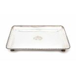 A Dutch rectangular Sterling silver tray with the coat of arms of a Dutch patrician family. Makers