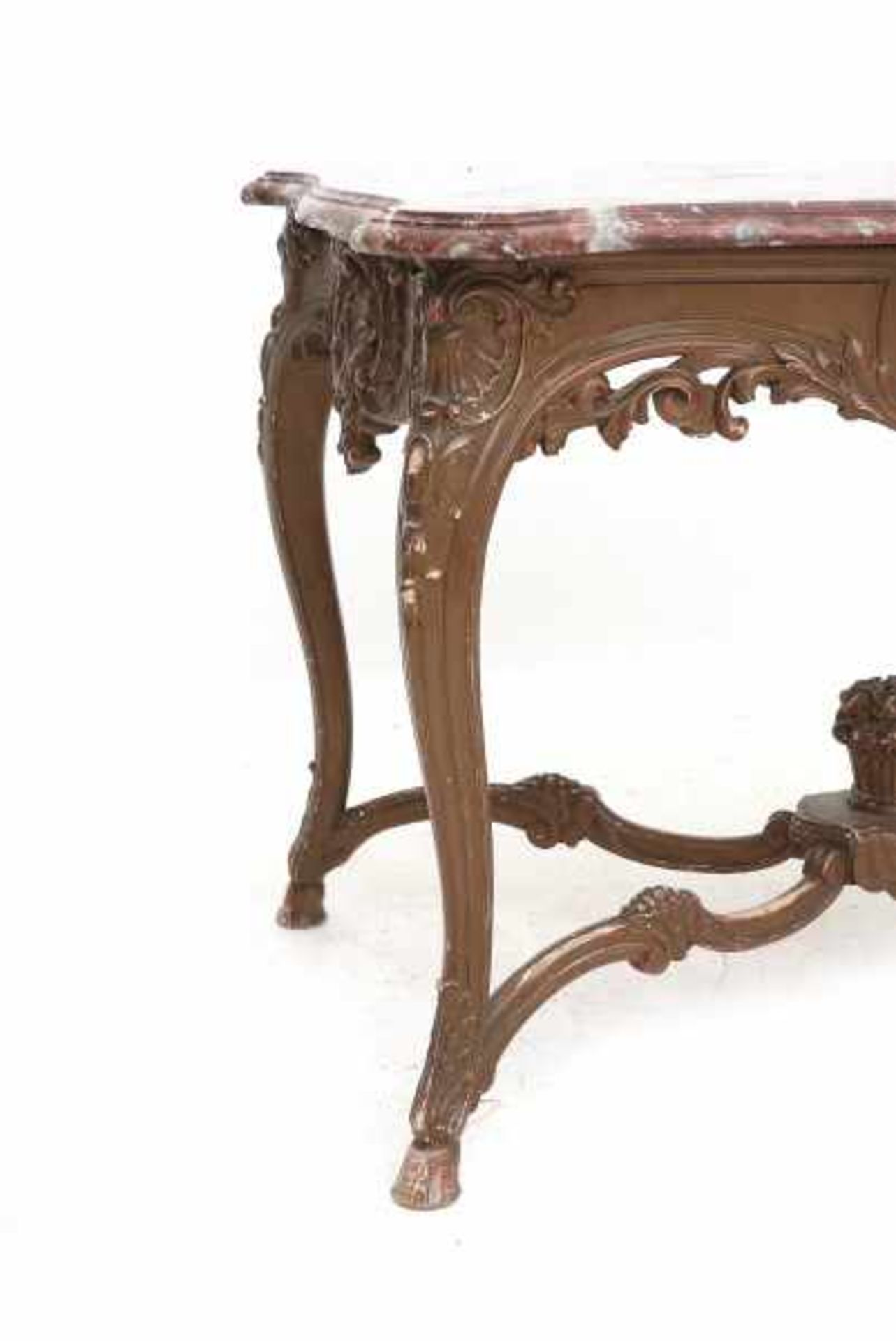 A Baroque style table with red marble top. 19th century.Top 112 x 73 cm.- - -29.00 % buyer's premium - Bild 2 aus 3