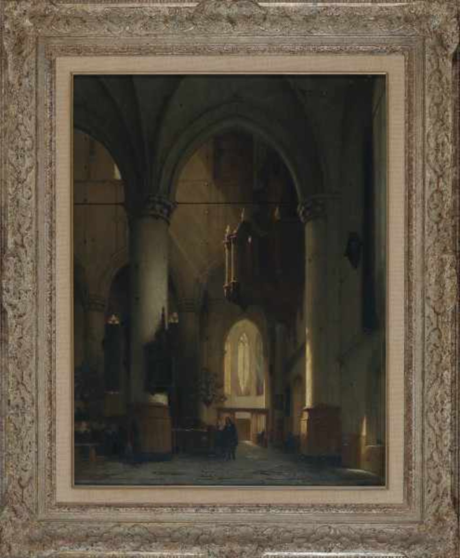 Jan Jacob Schenkel (1829-1900)Figures in a church interior. Signed lower right.canvas 58 x 44 cm.- - - Bild 2 aus 4