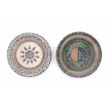 Two Dutch maiolica pomegranate chargers. 17th centuryDiameter 32 and 33 cm.- - -29.00 % buyer's